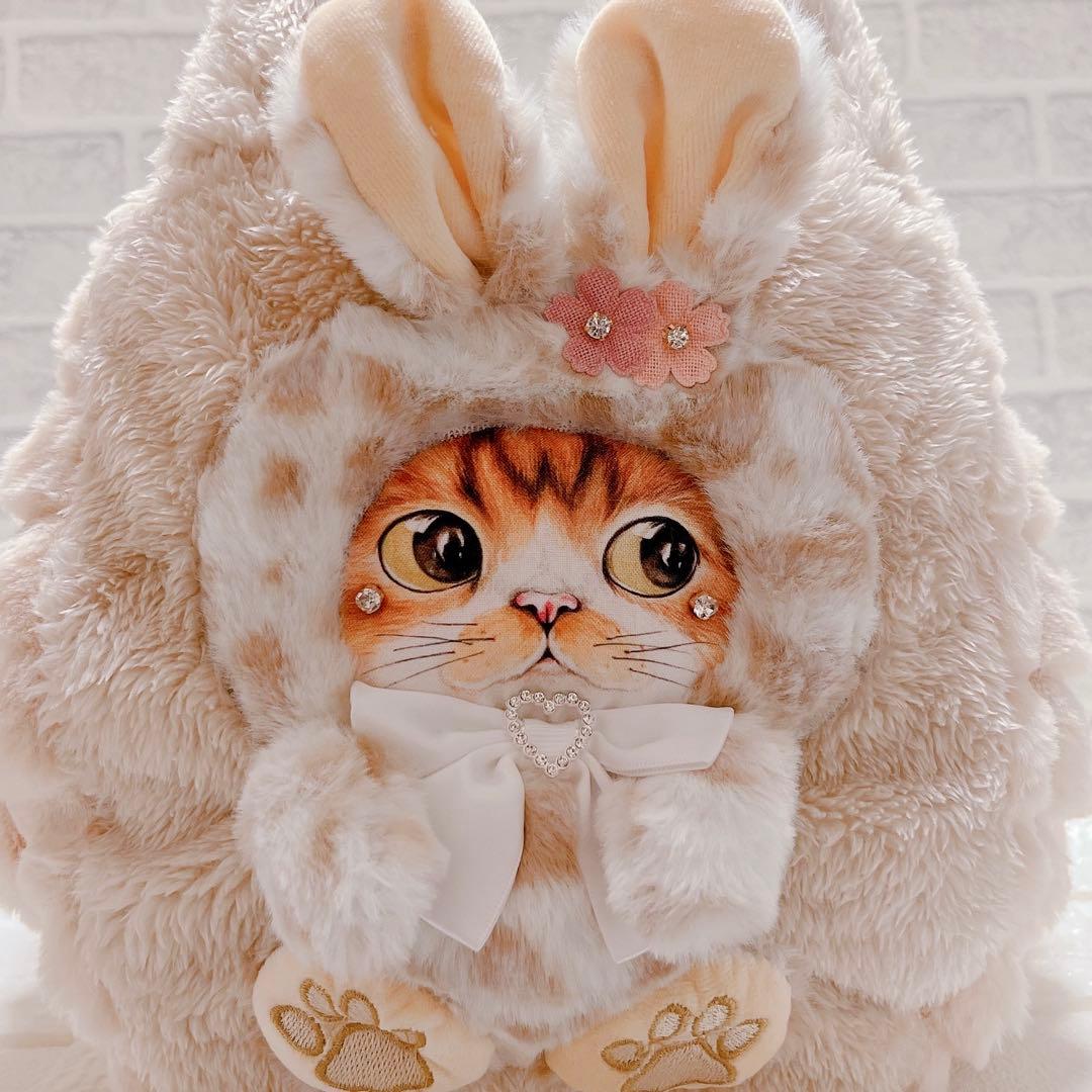 ポップコーンファー トートバッグ コヤンイサムチョン 猫 うさ耳 ヒョウ柄