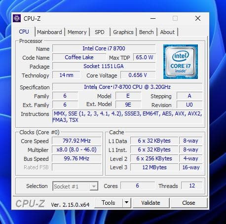 CPU　Intel Core i7-8700　正常動作品 ⑥