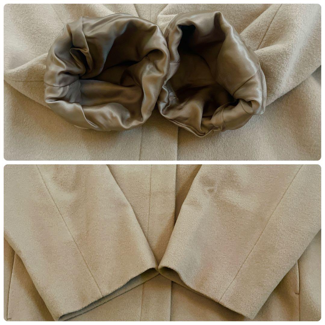 美品✨アンタイトル ミドル丈 ノーカラー コクーンコート 大きいサイズ カシミヤ