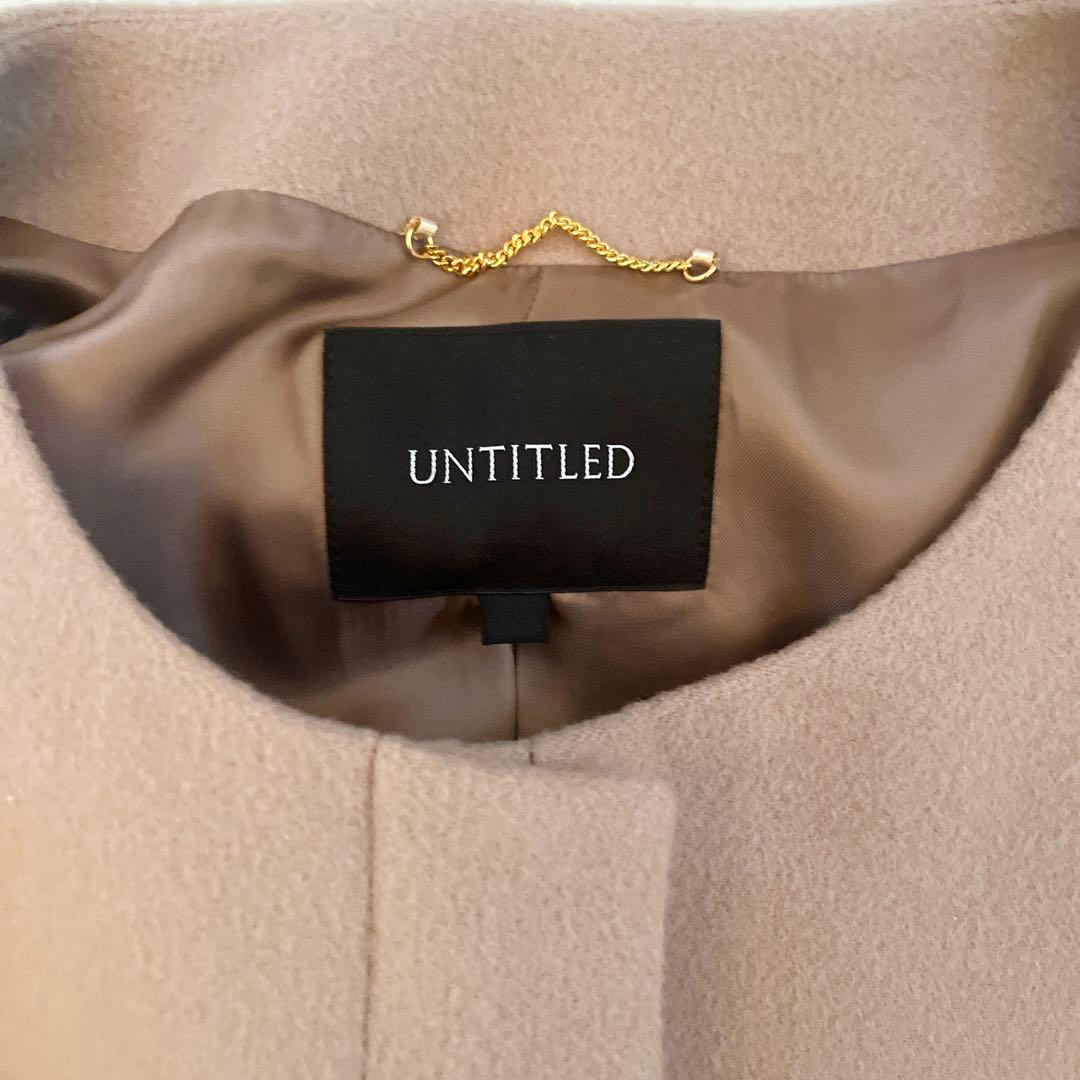 美品✨アンタイトル ミドル丈 ノーカラー コクーンコート 大きいサイズ カシミヤ