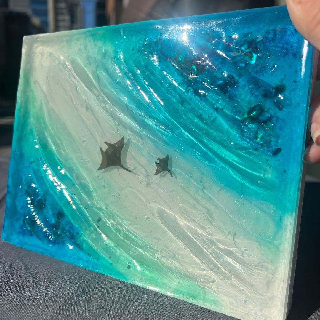 【レジンアート】波紋アート／15cm × 20cm／枠なし