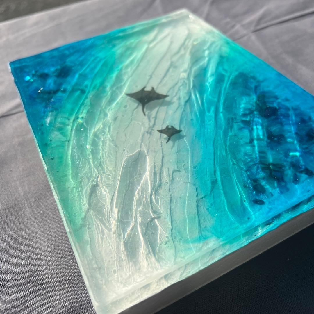 【レジンアート】波紋アート／15cm × 20cm／枠なし