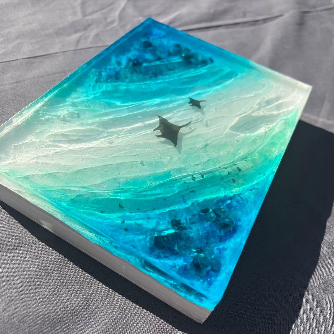 【レジンアート】波紋アート／15cm × 20cm／枠なし