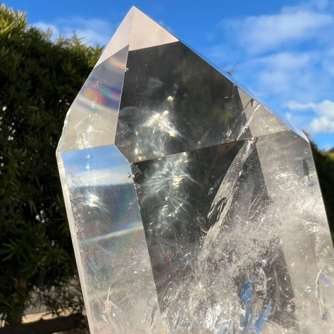 ✳️超極上 高透明度☆最高級 別格品✨レインボー 水晶 六角柱 原石 天然石