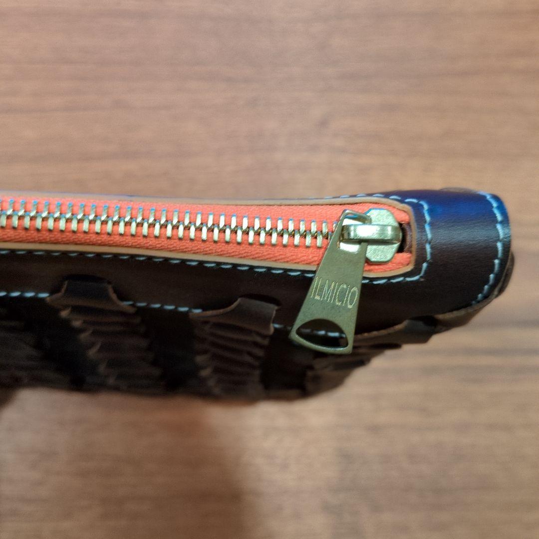 il micio イルミーチョ　BOHOブラウン　 編み込み クラッチバッグ