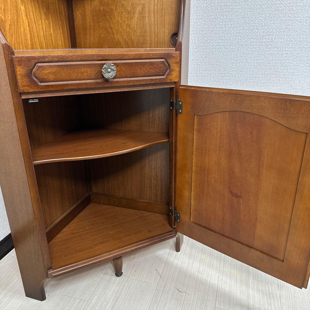カリモク コロニアル コーナー 飾り棚 キャビネット 電話台 花台 i1※