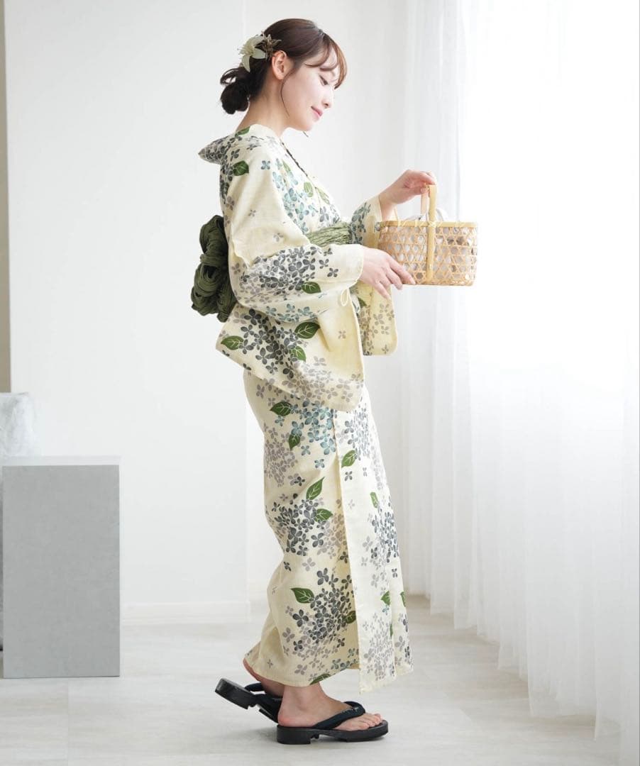 utatane 浴衣3点セット 花柄 あじさい