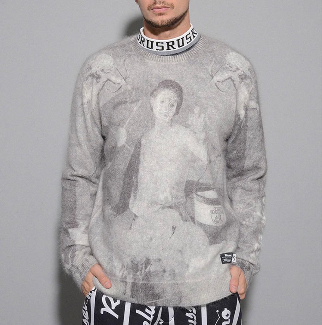 新品 ラッセルノ ゴルフ グラフィック ニット セーター ブラック XL 6