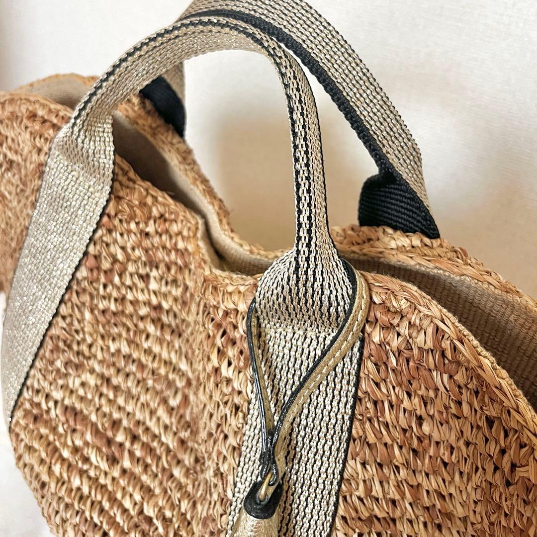 美品 VIOLAd'ORO ヴィオラドーロ ラフィア カゴバッグ　保存袋付き