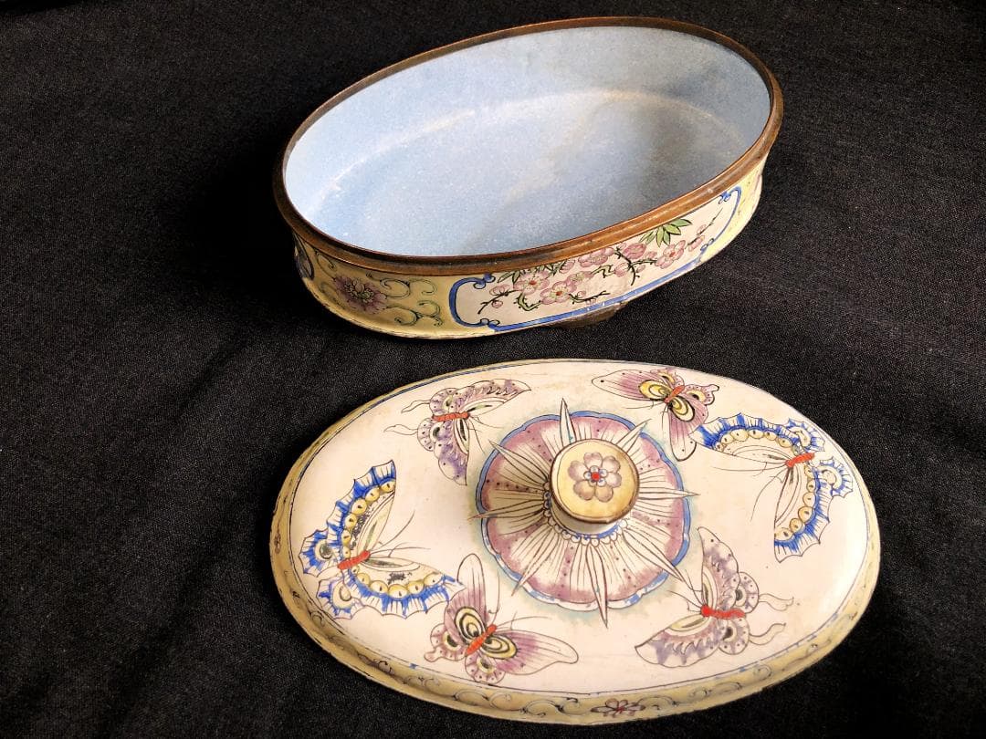 【 清朝JEWELBOX 】　七宝加彩　古玩骨董