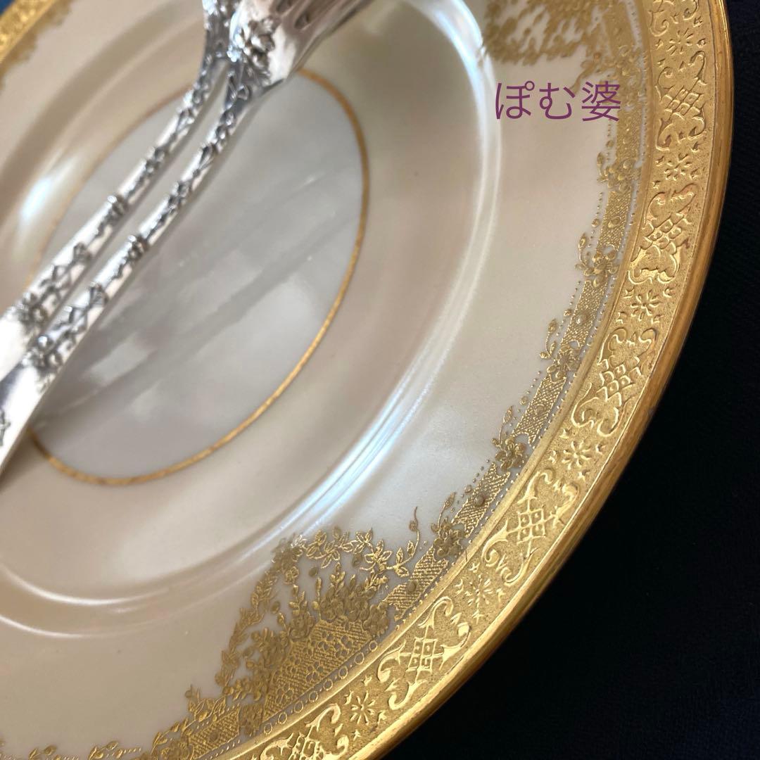 【ゲラン／リモージュ】22金彩 アシッドゴールド／皿 プレート ４枚セット