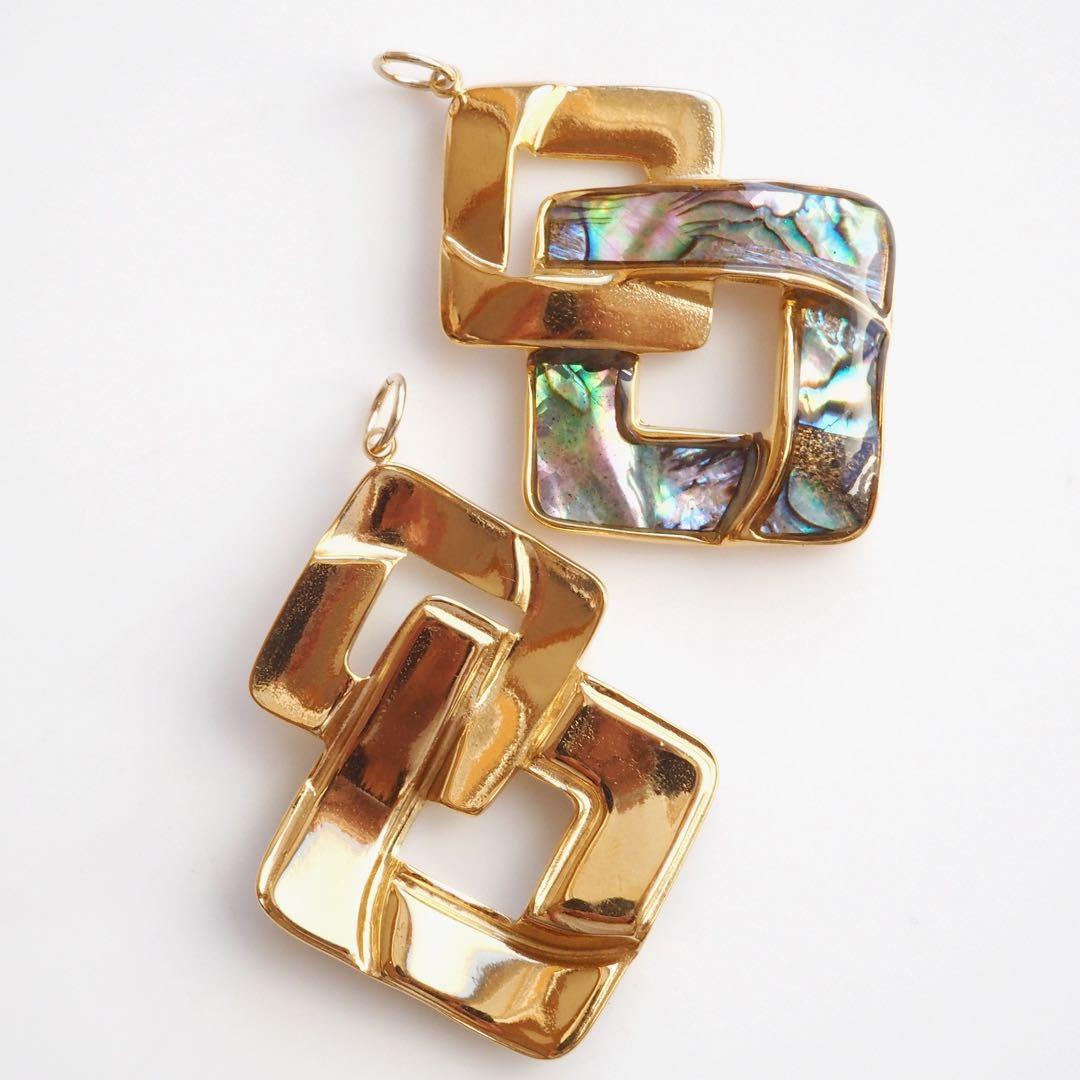 【Noel】天然アバロンシェルのデザインネックレストップ