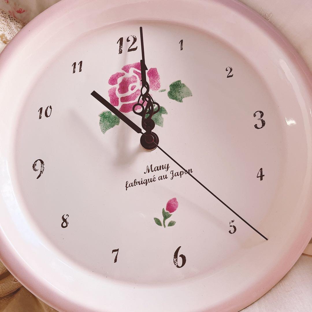 お値下げ♡マニーローズホーロー掛時計イマンダイアナローズバスケットアンティーク