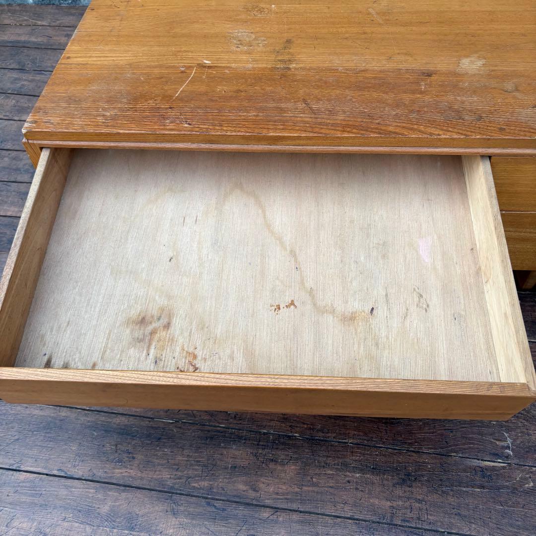 昭和レトロ 古家具 木製文机 引き出し付き座卓 書斎机 ビンテージ ヴィンテージ