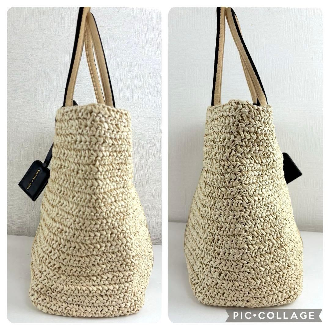 【美品】チャールズアンドキース ドルチェヴィータ ラフィア トートバッグ かご
