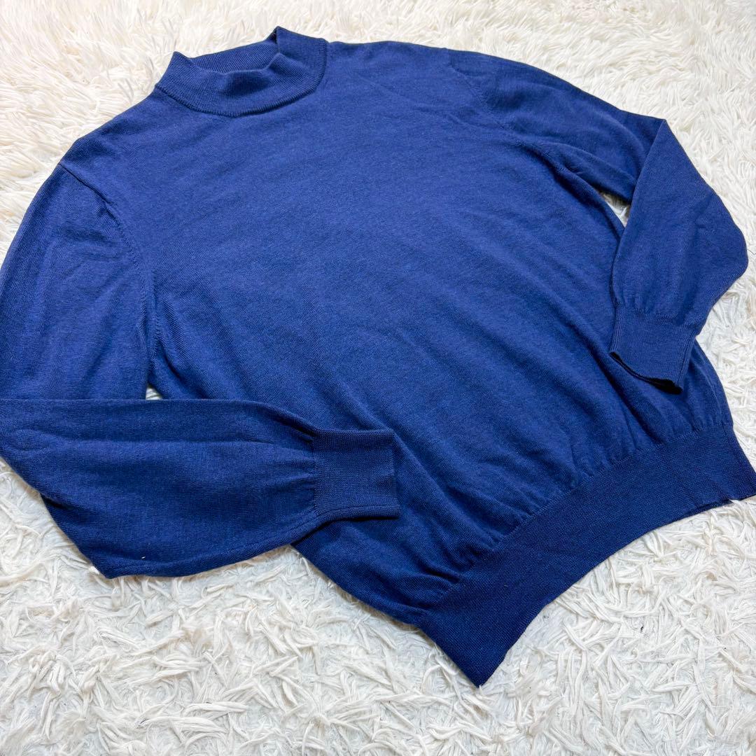 GRAN SASSO　モックネック　ウール　12G ニット 杢ブルー