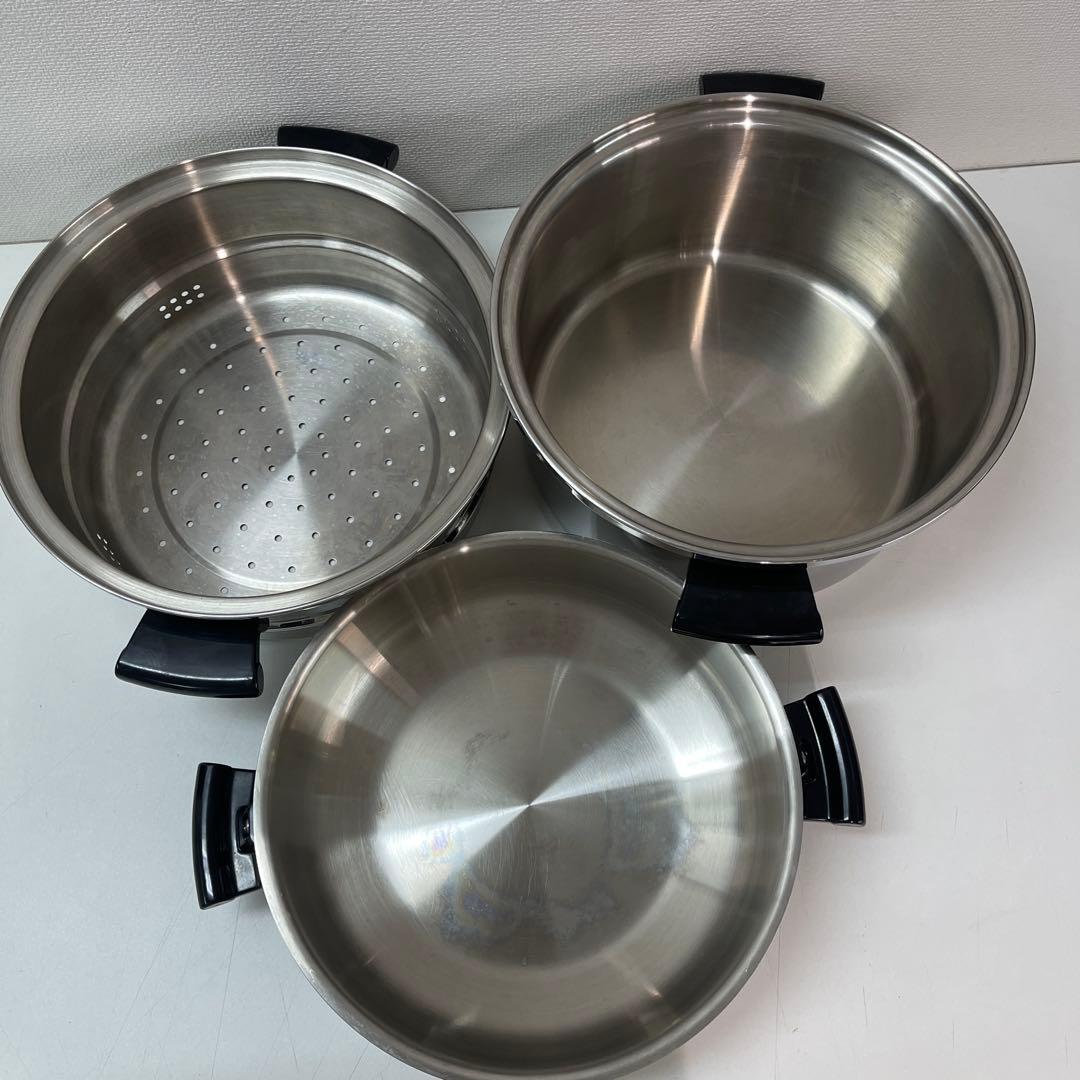 アムウェイ　ステンレス蒸し器付き両手鍋　27センチ