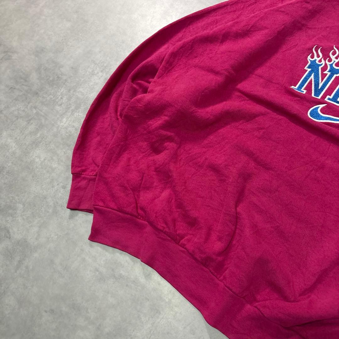 NIKE 90s スウェット トレーナー 刺繍ロゴ ファイヤー ピンク XL