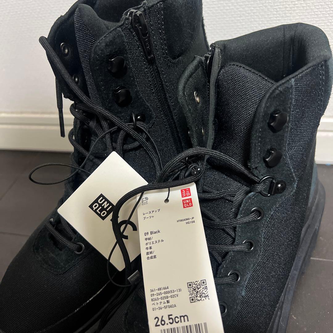 ユニクロ　レースアップブーツ　ブラック　26.5 新品未使用タグ付き