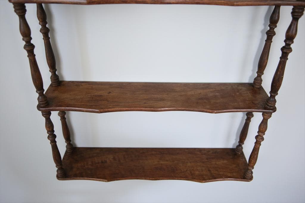 フランスアンティーク木製ウォールシェルフ/壁掛けラック/飾り棚(90-178)