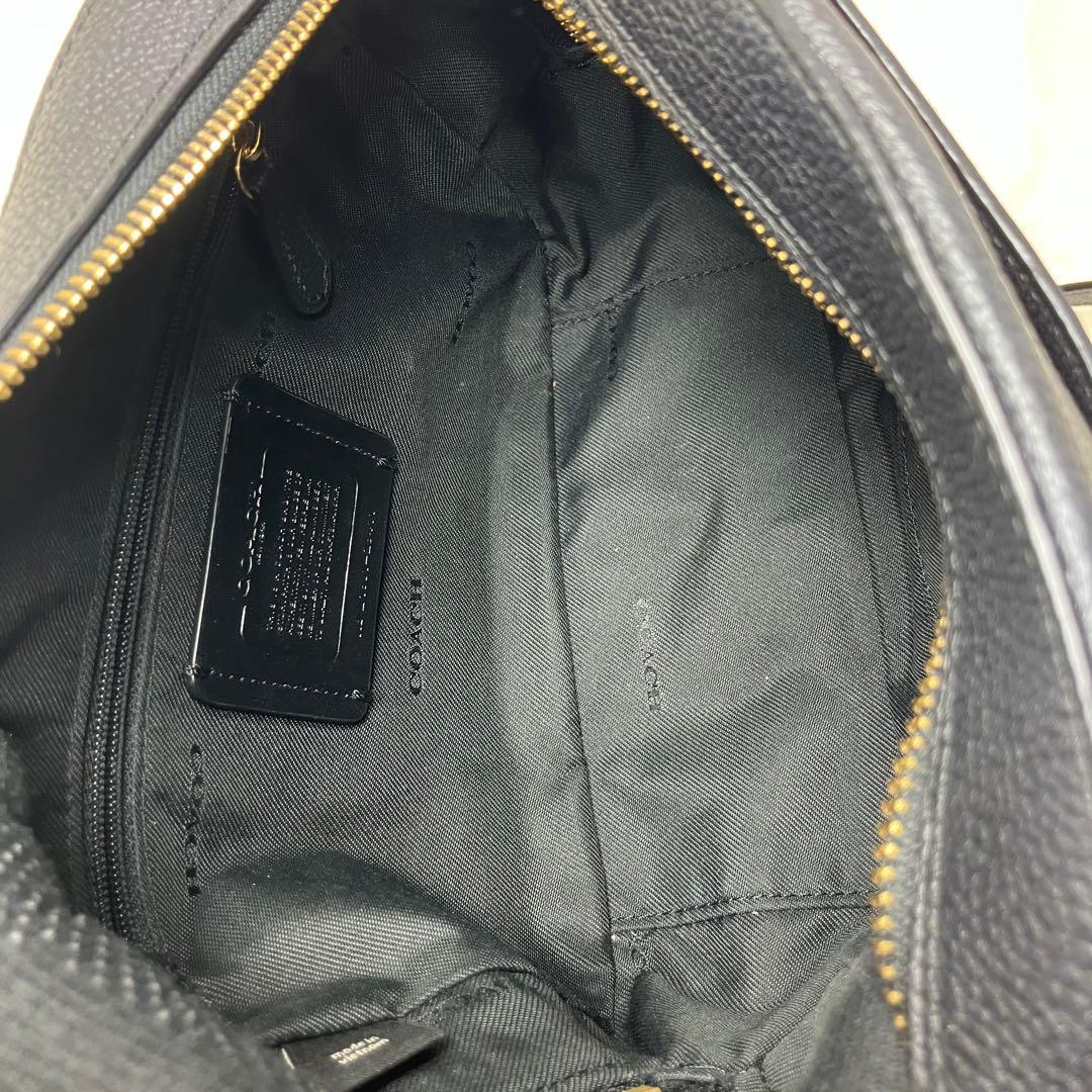 美品✨コーチ カメラバッグ シボ革 チェーン ゴールド金具 ショルダーバッグ 黒