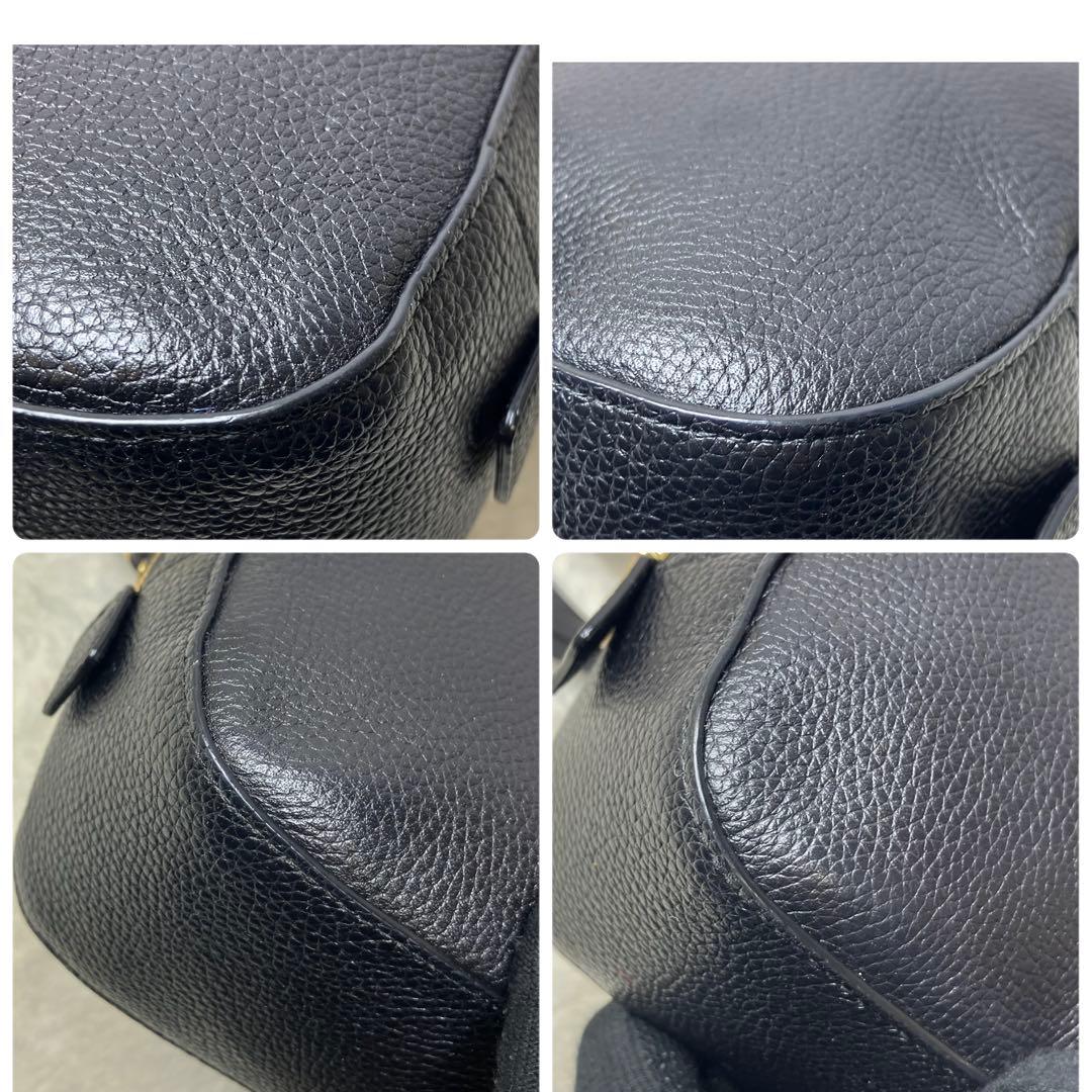 美品✨コーチ カメラバッグ シボ革 チェーン ゴールド金具 ショルダーバッグ 黒