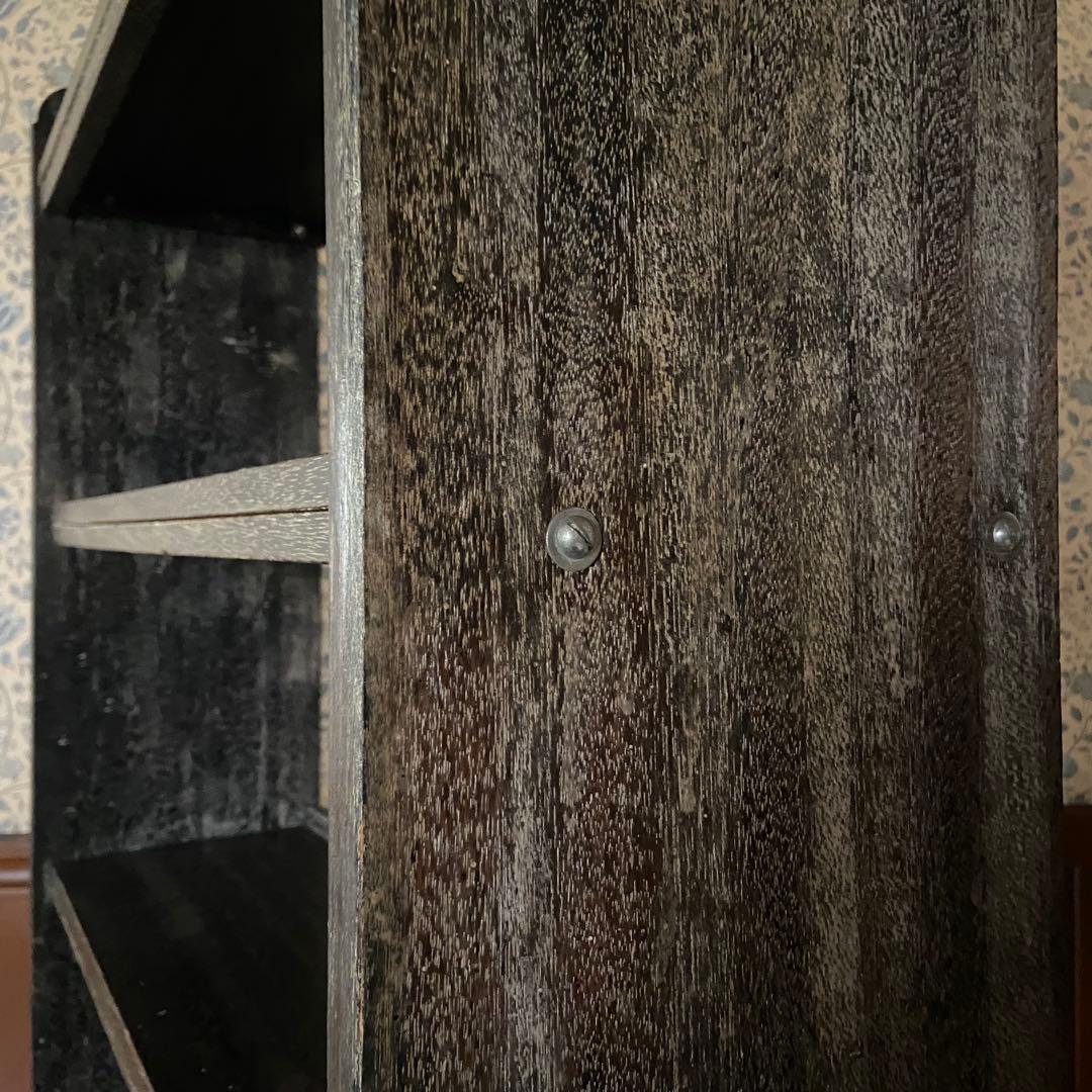 ビンテージ　木製本棚　オープンラック　シンプルブラック　6段　古い家具