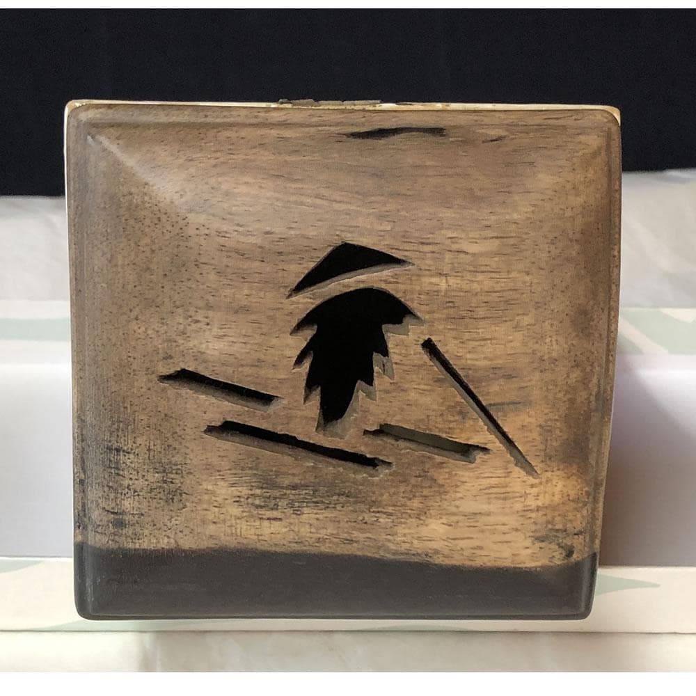 F1038 乾山 四方香炉 黒柿 火屋 木箱入り 香炉 茶道具