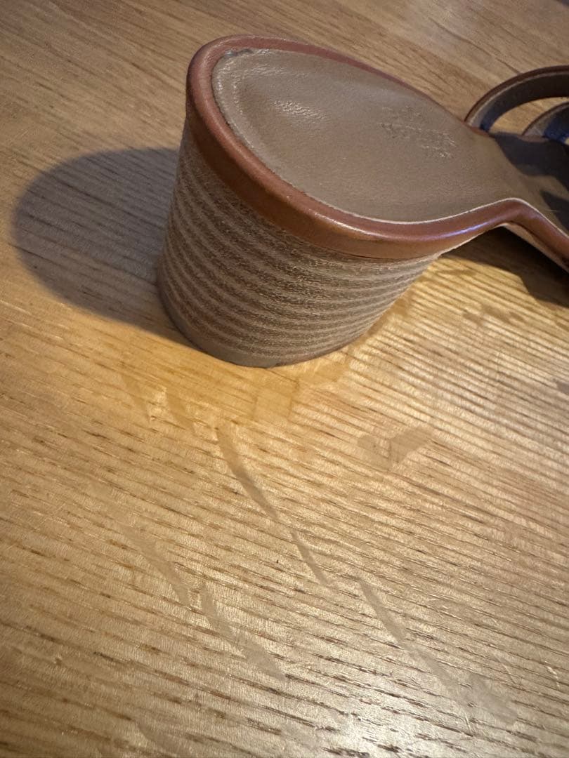 エルメス　オアシス　ブラウンレザーサンダル 中ヒール エルメス袋あり