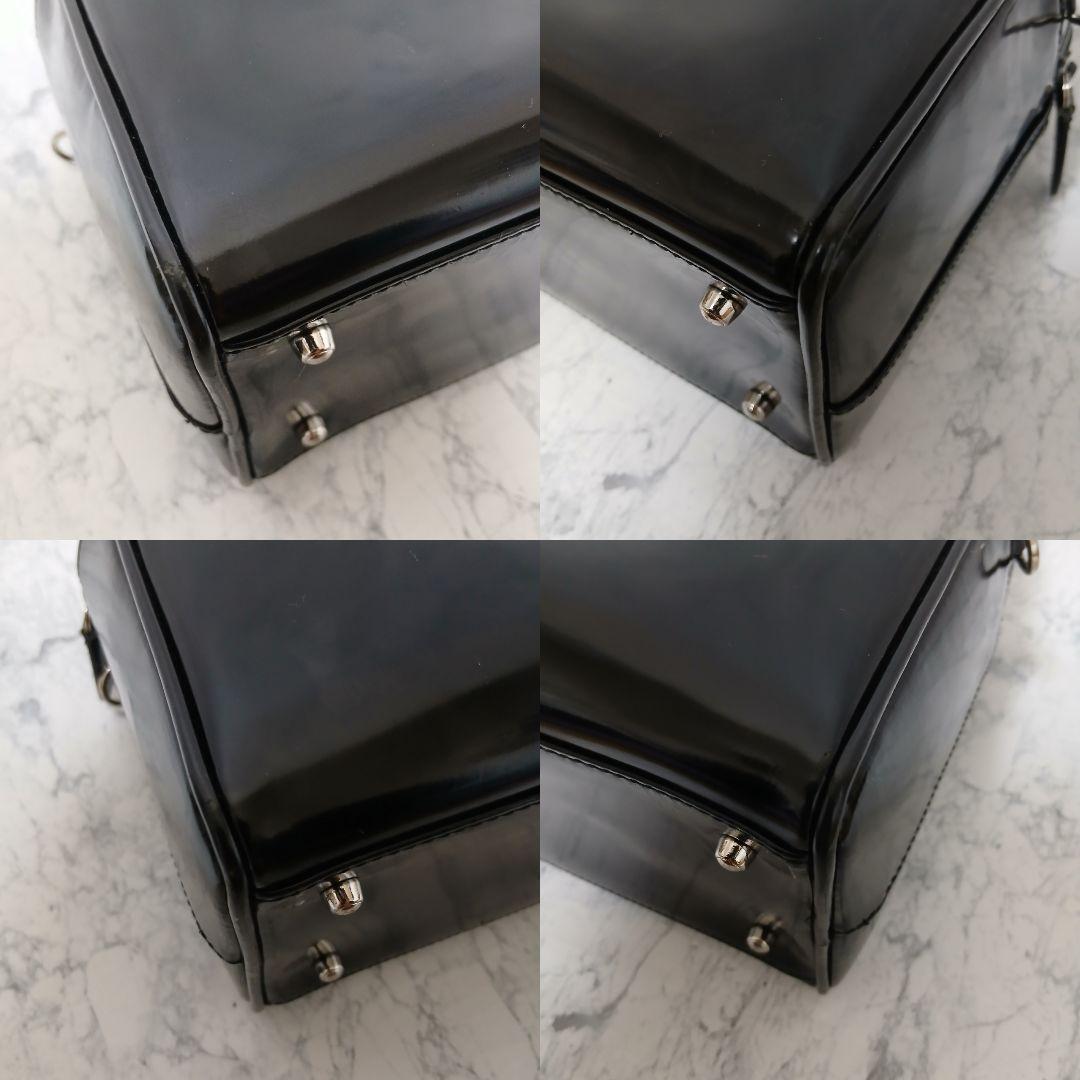 GUCCI GGエンボス ミニボストンバッグ パテントレザー イタリア製 黒