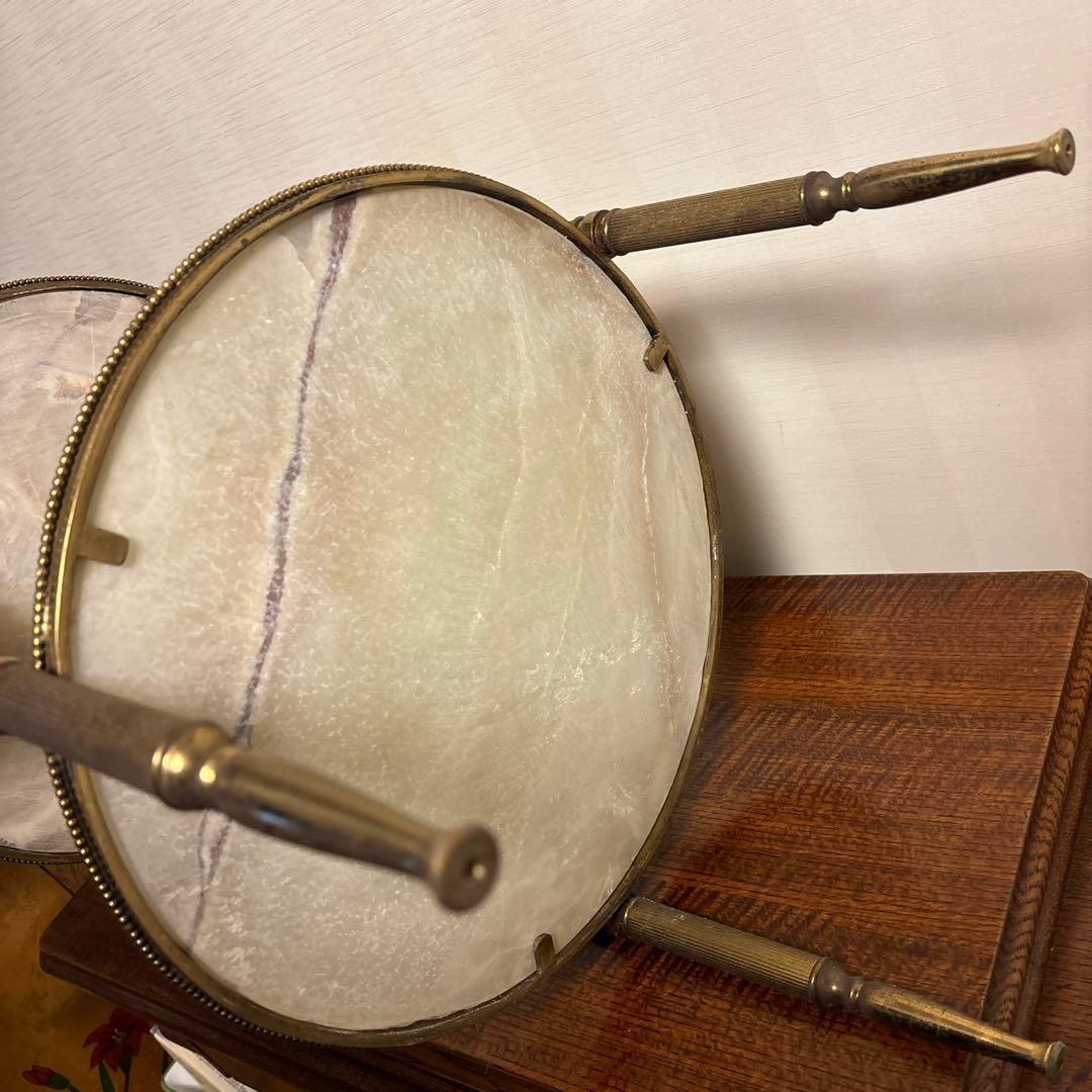 アンティーク家具 大理石 2段円形 サイドテーブル