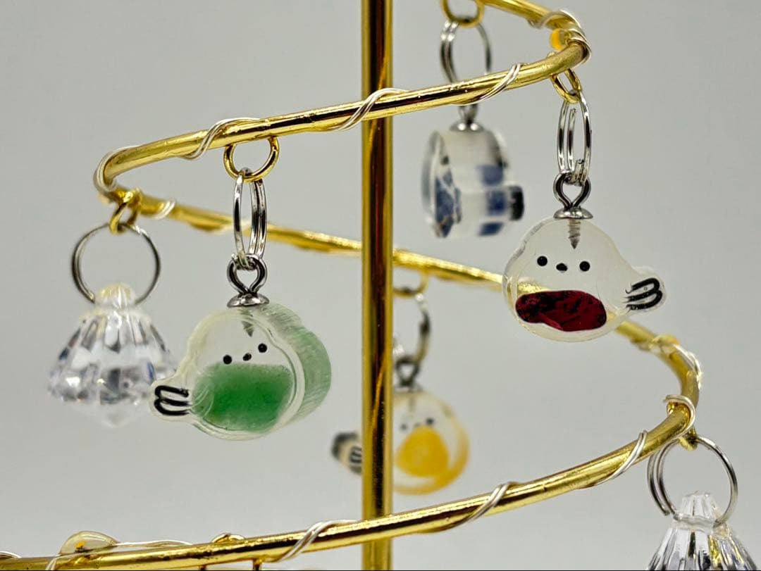 天然石　シマエナガクリスマスツリー　常夜灯