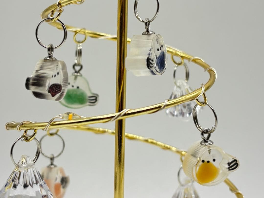 天然石　シマエナガクリスマスツリー　常夜灯