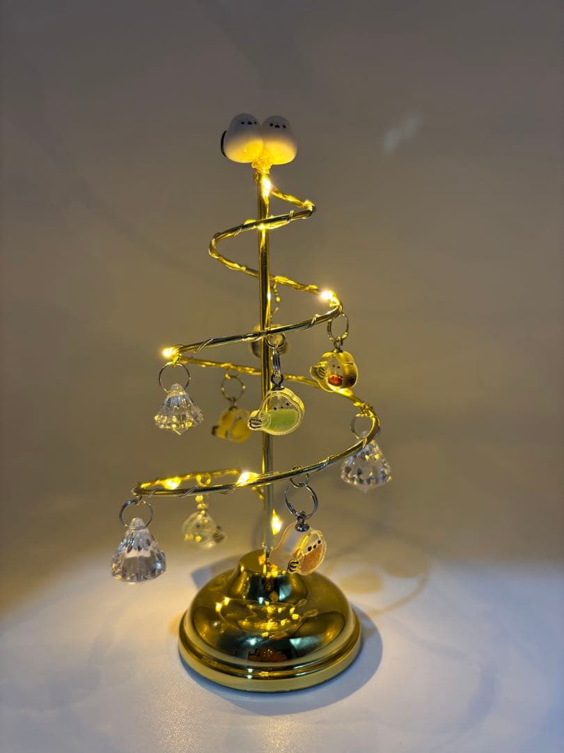 天然石　シマエナガクリスマスツリー　常夜灯