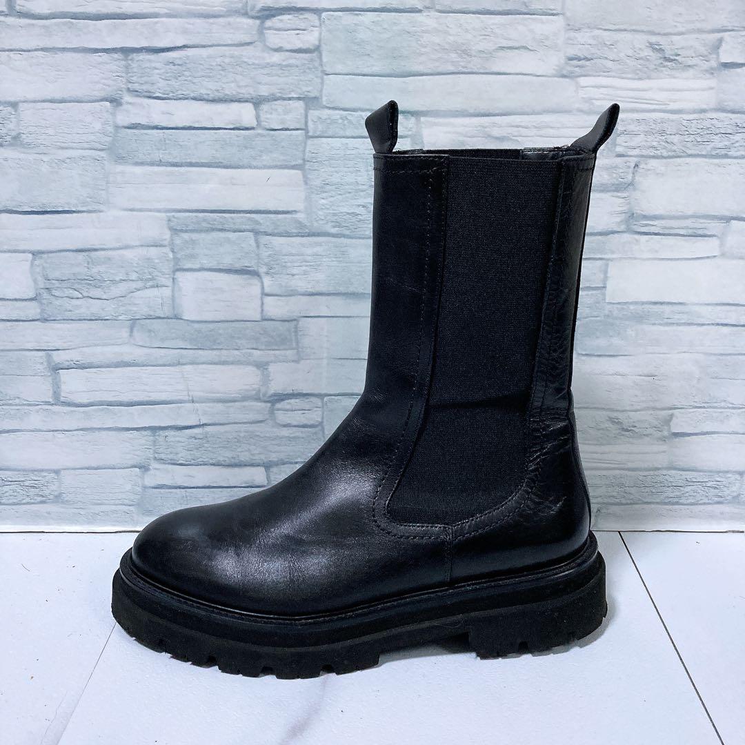 美品 パスクッチ イエナ別注 サイドゴアブーツ 36 本革 軽量 厚底 黒