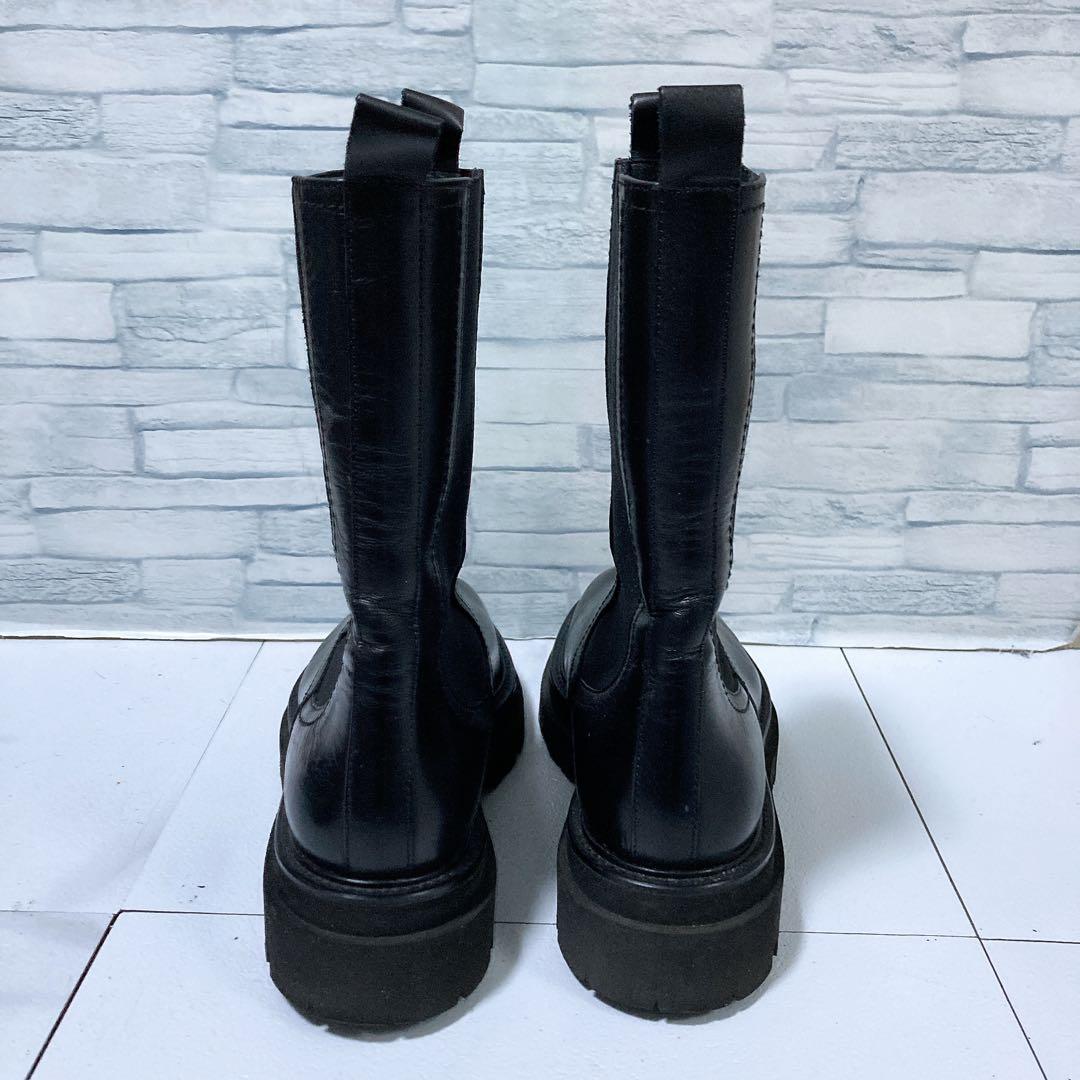 美品 パスクッチ イエナ別注 サイドゴアブーツ 36 本革 軽量 厚底 黒