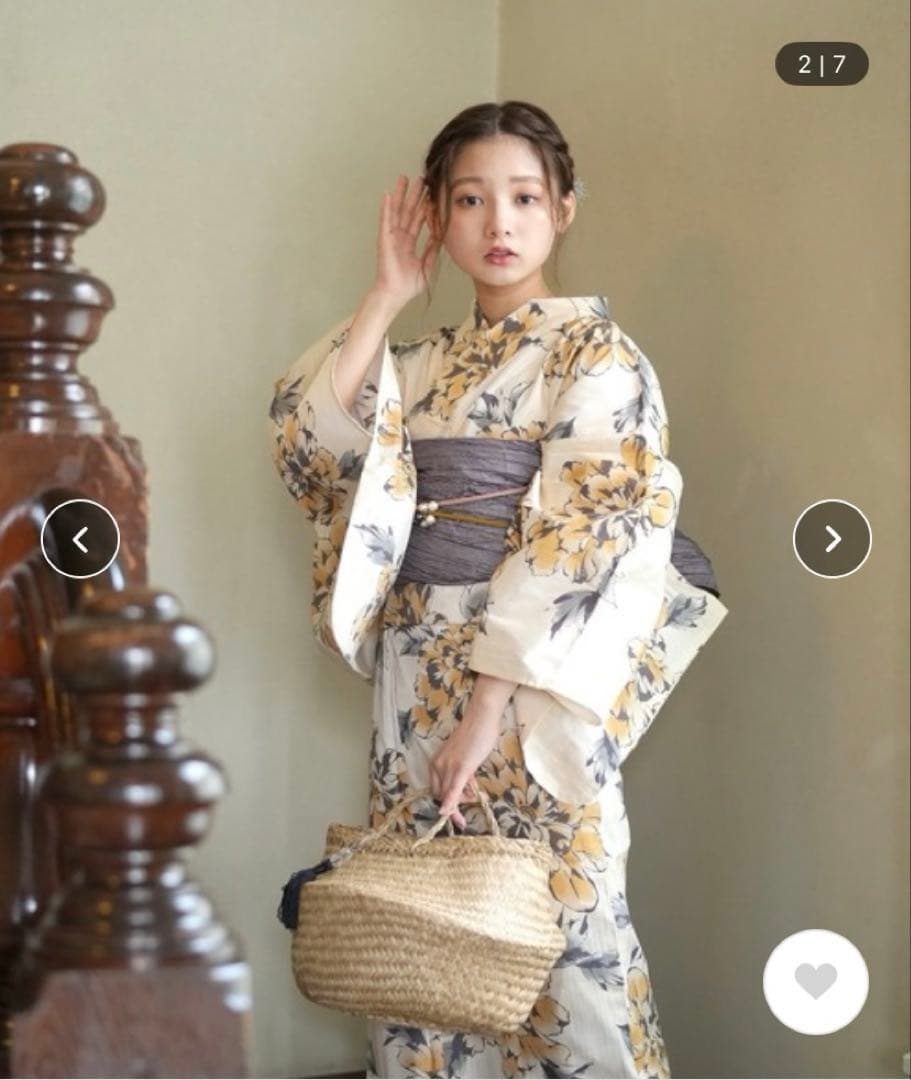 utatane 浴衣 兵児帯 下駄 3点セット 牡丹