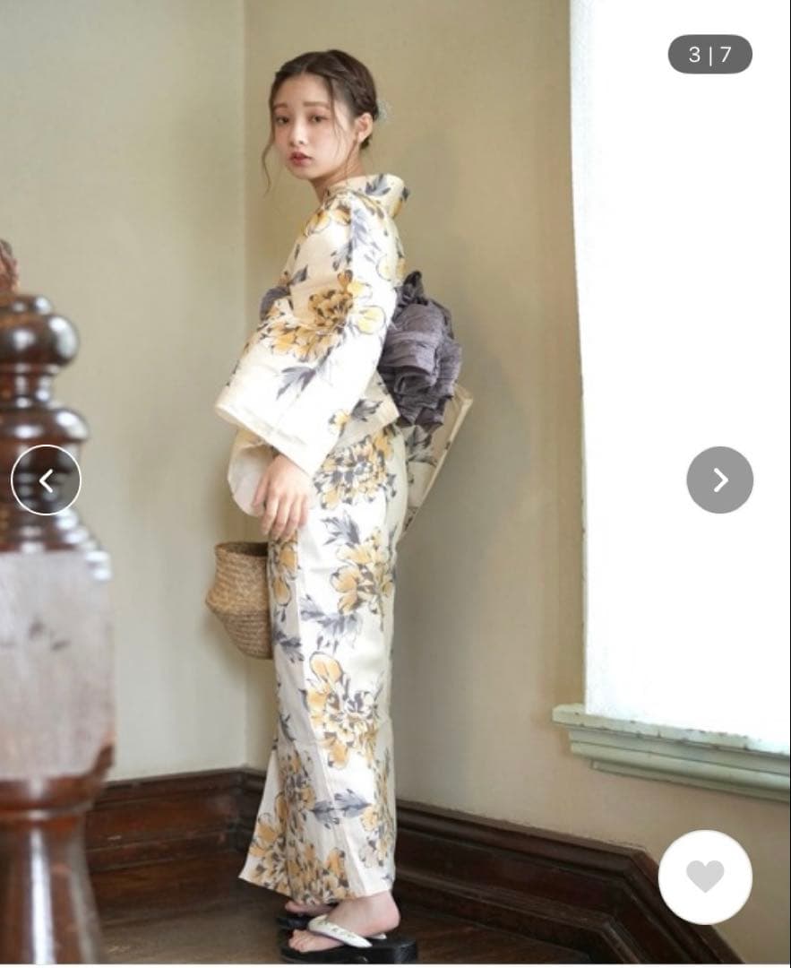 utatane 浴衣 兵児帯 下駄 3点セット 牡丹