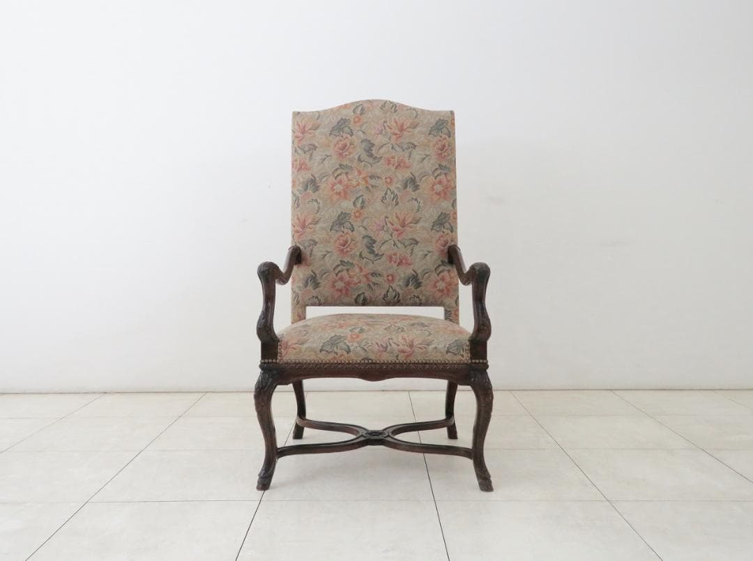 フランスアンティーク アームチェア ウォルナット ゴブラン織り バロック様式 ②