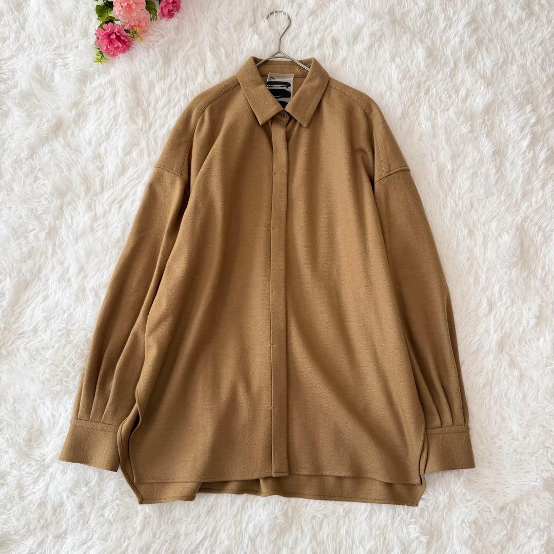 【美品】Chaos ツイルジャージーオーバーサイズシャツ　ブラック ウール