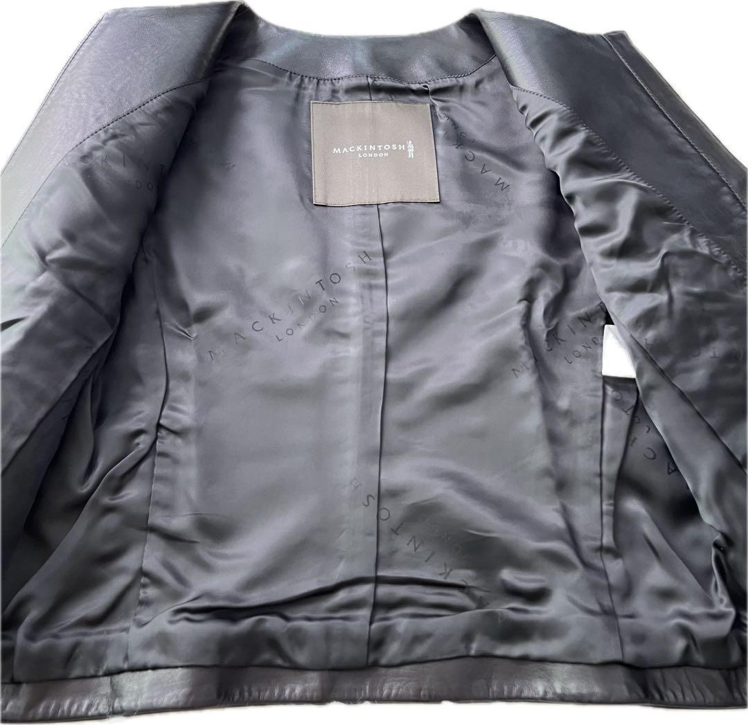 マッキントッシュロンドン 羊革　ノーカラー　ライダースジャケット 黒　38