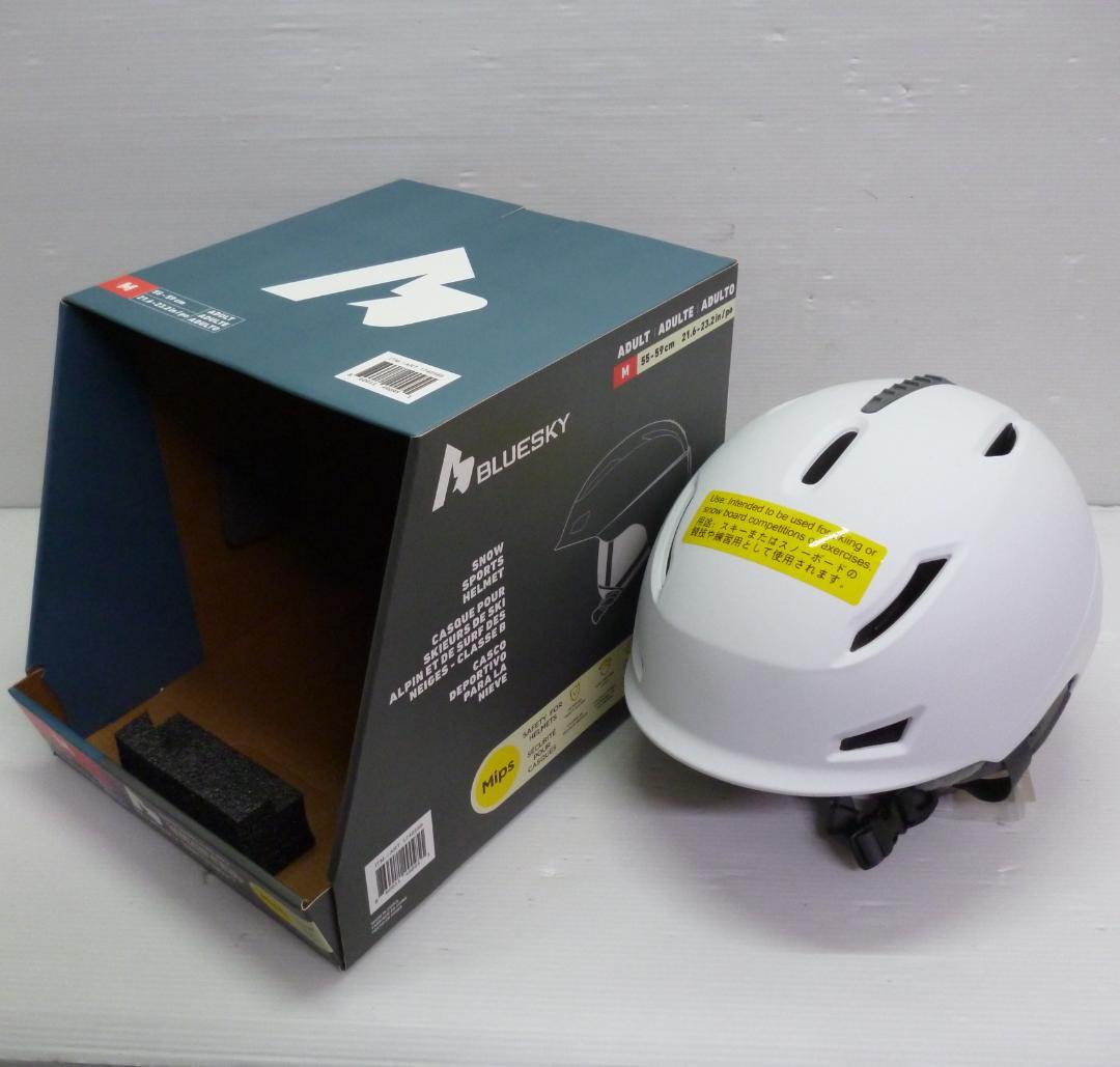ブルースカイ 大人用スノーヘルメット MIPS搭載 ホワイト Mサイズ