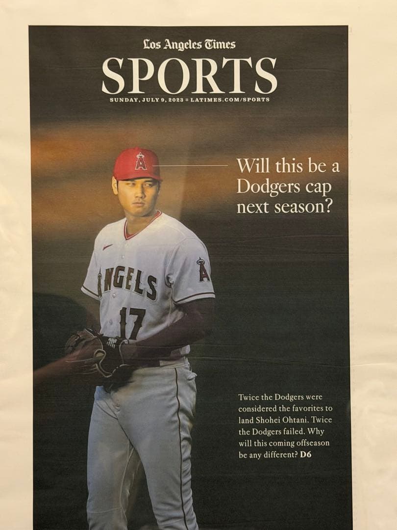 2023年7月9日付　ロサンゼルスタイムズ 【エンゼルス 大谷翔平 特集号】