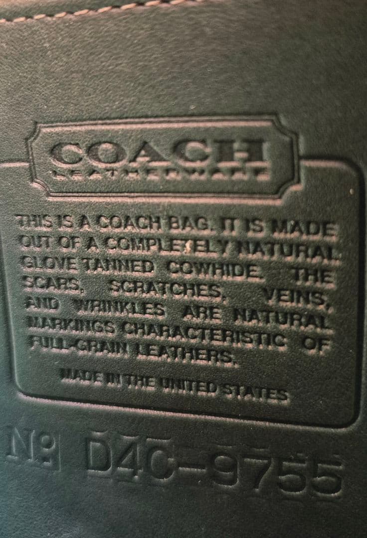 COACHコーチ　オールドコーチ ショルダー ダークグリーン本牛革 新品未使用