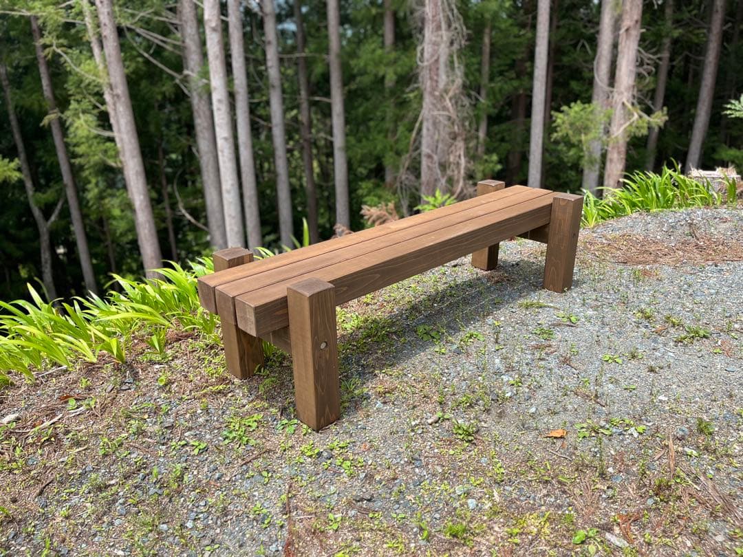 どっしり無垢の140cmフラワーガーデンベンチ 庭 木製