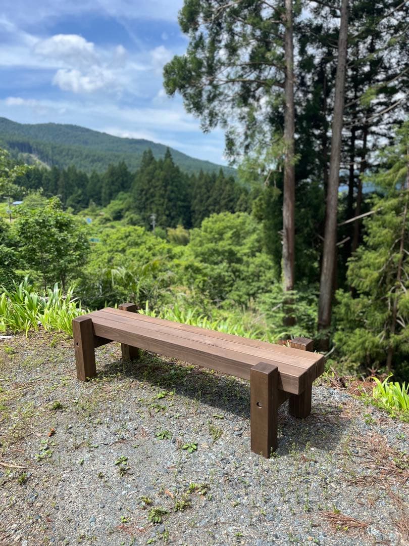 どっしり無垢の140cmフラワーガーデンベンチ 庭 木製