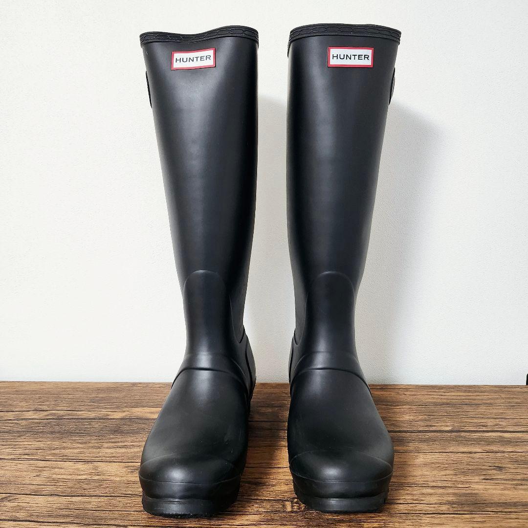 【極美品】HUNTER レインブーツ ロング UK8 ブラック