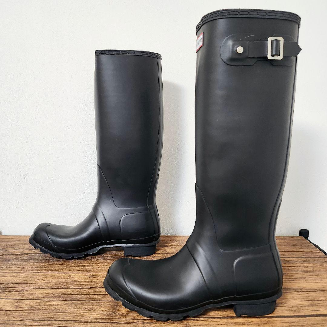 【極美品】HUNTER レインブーツ ロング UK8 ブラック