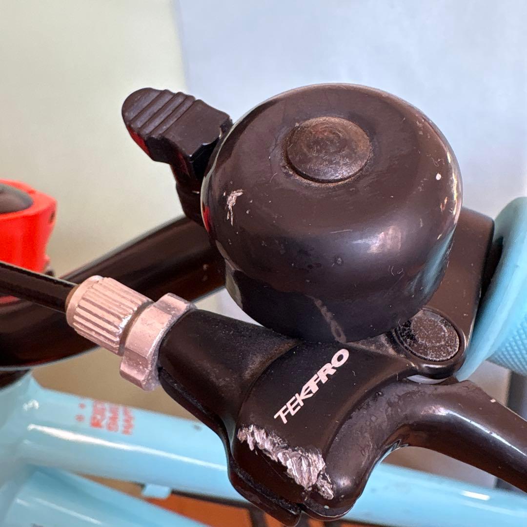 ヨツバサイクル　14インチ　ラムネブルー　子供用自転車 水色オレンジ 補助輪付き