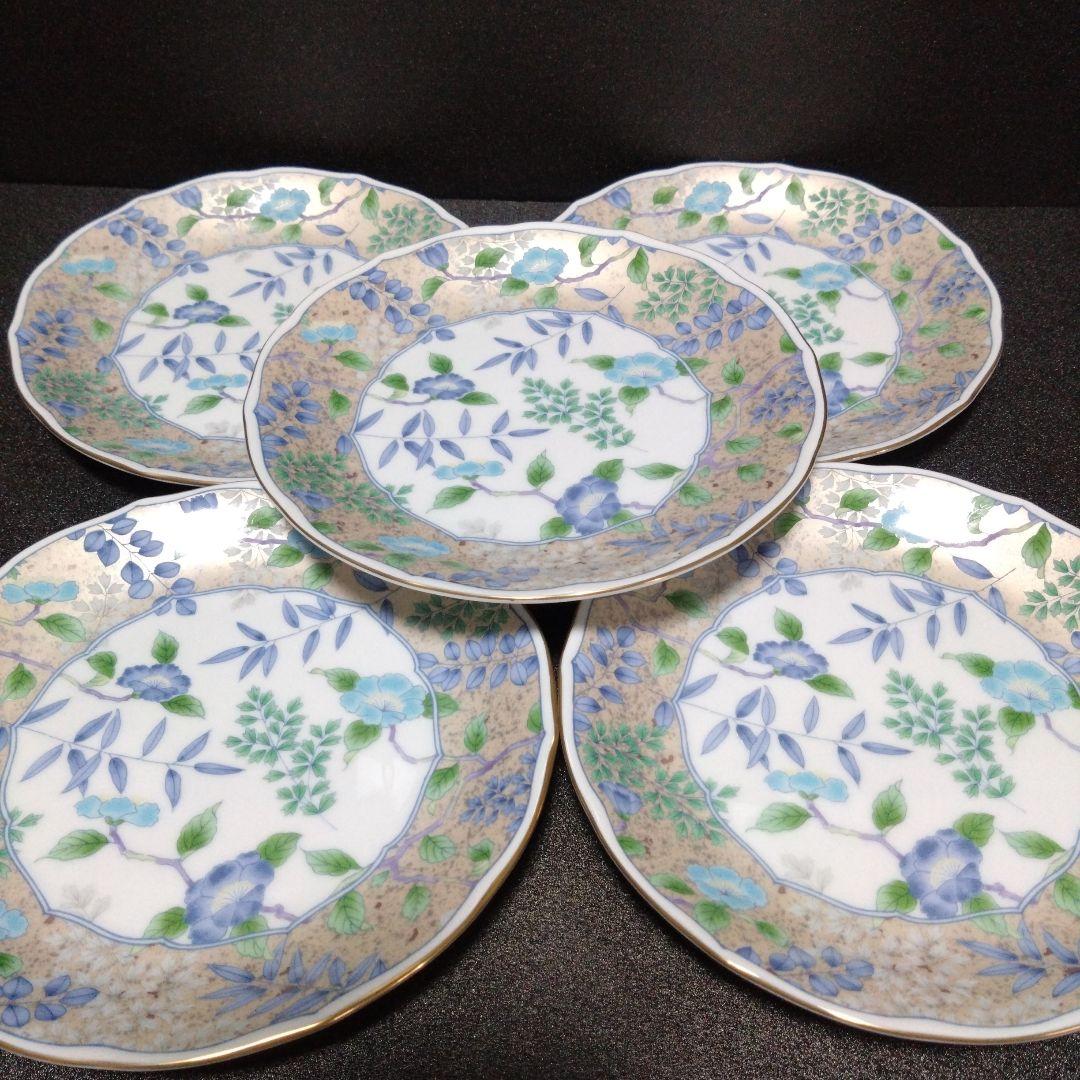 未使用 美濃焼 庫山窯 銘々皿5枚中皿　お祝い